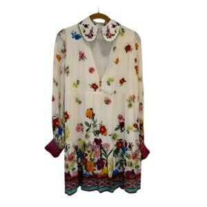 Alice + Olivia Puff Sleeve Floral Mini Dress with Collar